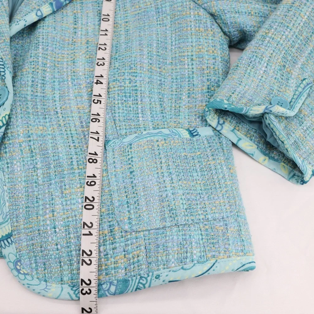 Norton McNaughton Vintage Blue Tweed Blazer Professional Coastal Grandmother 14‎